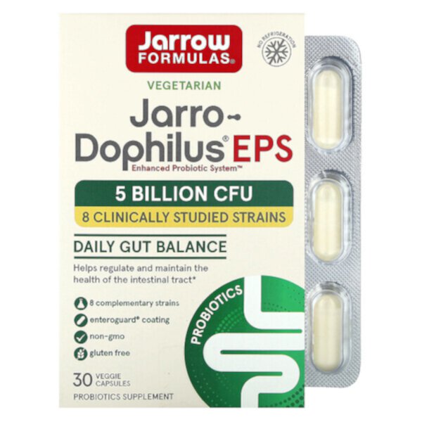 Jarro-Dophilus EPS, 5 миллиардов КОЕ, 30 растительных капсул Jarrow Formulas