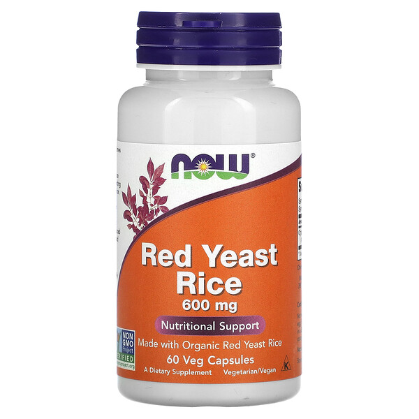 Red Yeast Rice, 600 mg, 60 Veg Capsules (Вегетарианские капсулы) NOW Foods