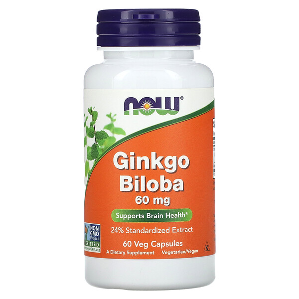 Гинкго Билоба - 60 мг - 60 растительных капсул - NOW Foods NOW Foods
