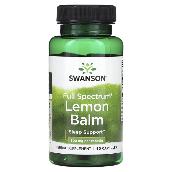 Лимонный бальзам полного спектра, 500 мг, 60 капсул Swanson