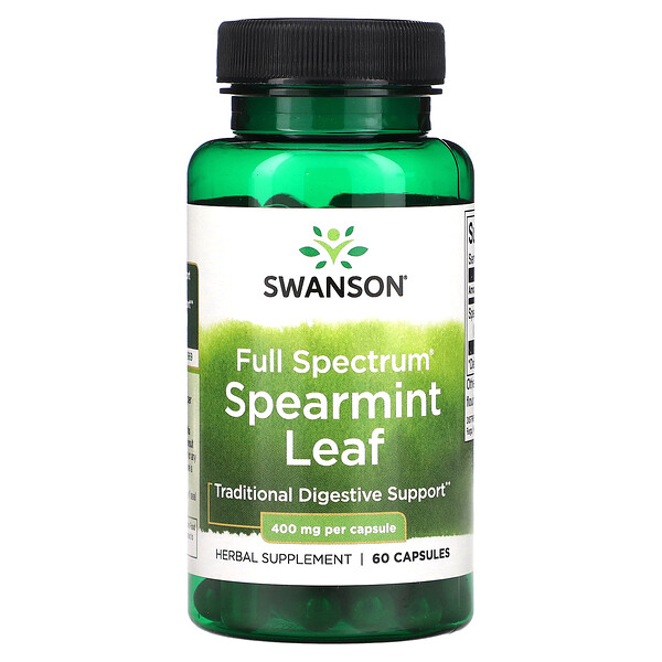 Full Spectrum Spearmint Leaf, 400 mg, 60 Capsules (Капсулы) Swanson