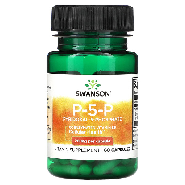 P-5-P, 20 мг, 60 капсул - Swanson - Витамин B6 Пиридоксин Swanson