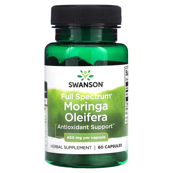 Полный спектр Моринга масличная, 400 мг, 60 капсул Swanson