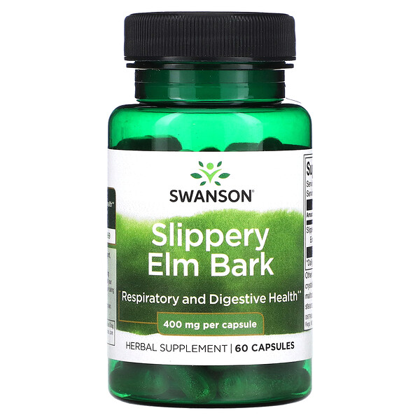 Slippery Elm Bark, 400 mg, 60 Capsules Swanson