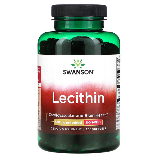 Лецитин - 520 мг - 250 мягких капсул - Swanson Swanson
