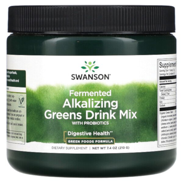 Fermented Alkalizing Greens Drink Mix With Probiotics, 7.4 oz (Унции) (210 g) Swanson