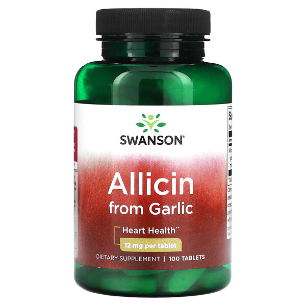 Аллицин из чеснока, 12 мг, 100 таблеток Swanson