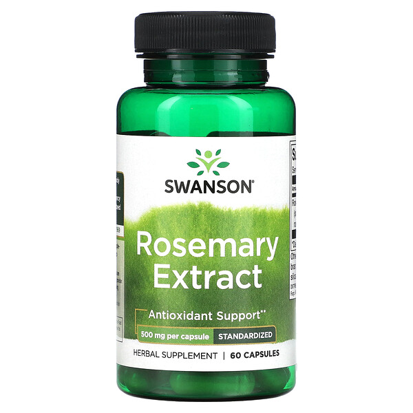 Экстракт Розмарина, Стандартизированный - 500 мг - 60 капсул - Swanson Swanson