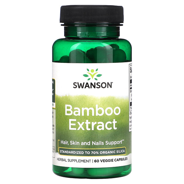 Экстракт бамбука, 60 растительных капсул Swanson
