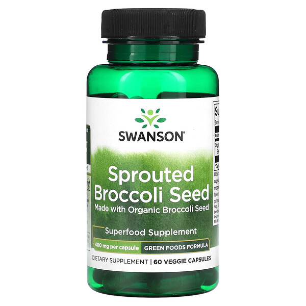 Sprouted Broccoli Seed, 400 mg, 60 Veggie Capsules (Капсулы на растительной основе) Swanson