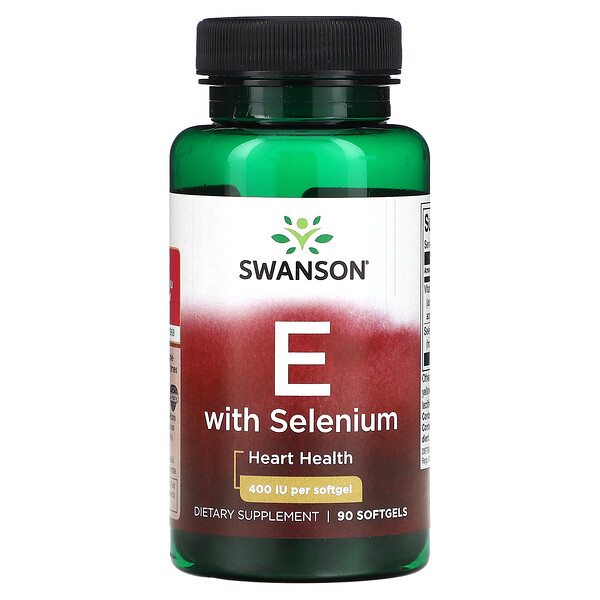 Витамин E с Селеном, 400 МЕ, 90 мягких капсул - Swanson Swanson