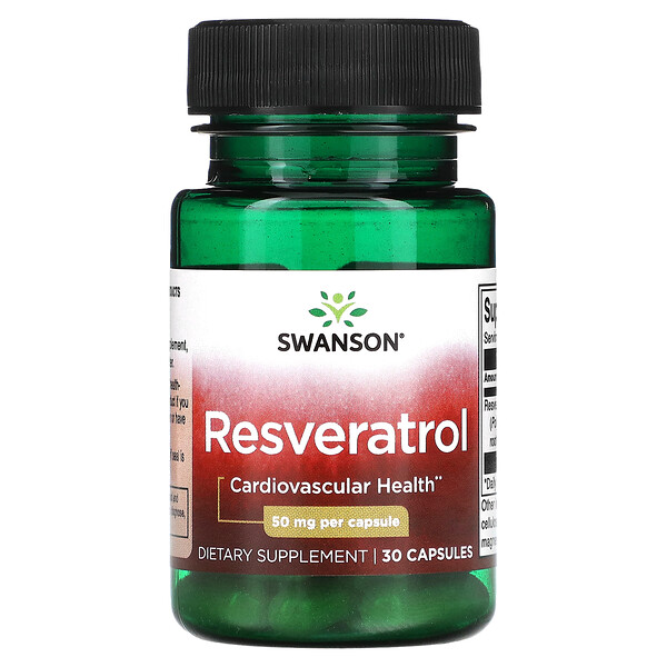 Ресвератрол, 50 мг, 30 капсул Swanson