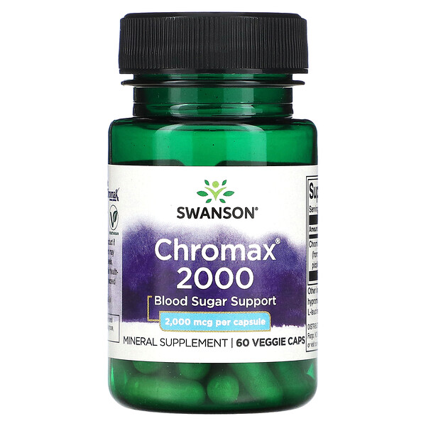 Chromax 2000, 2000 мкг, 60 растительных капсул Swanson