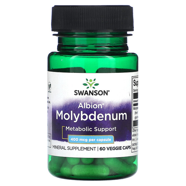 Молибден Альбион - 400 мкг - 60 растительных капсул - Swanson Swanson