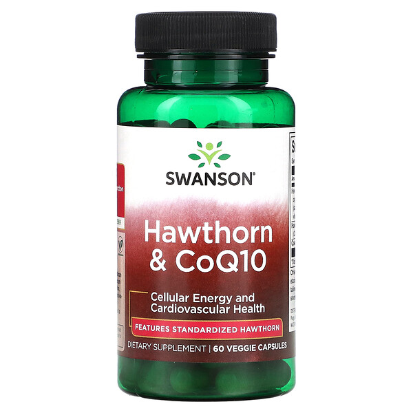 Боярышник и CoQ10, 60 растительных капсул Swanson