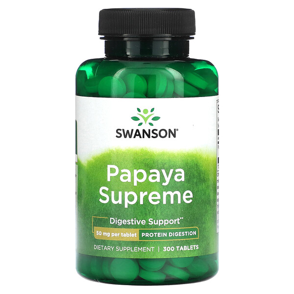 Папайя Суприм - 50 мг - 300 таблеток - Swanson Swanson