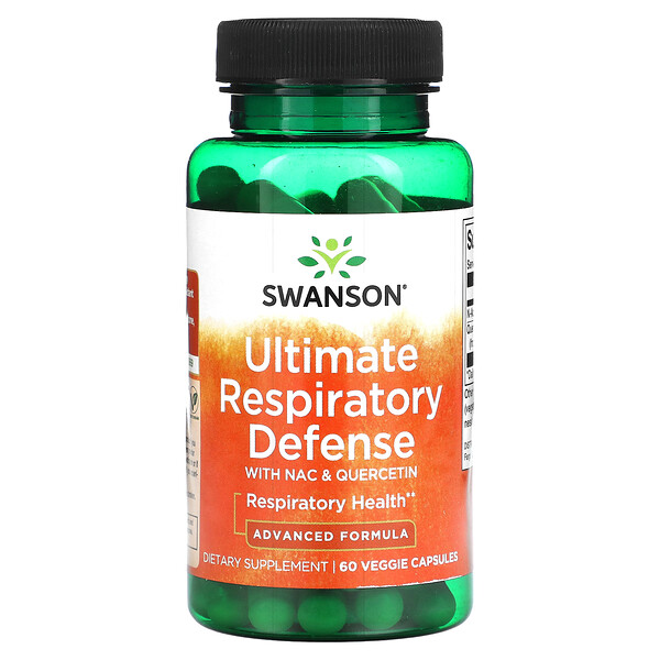 Ultimate Respiratory Defense с NAC & Quercetin - 60 растительных капсул - Swanson Swanson