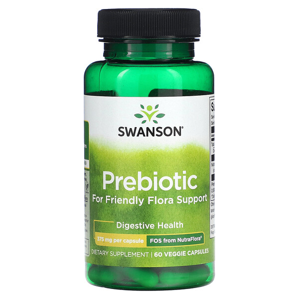 Пребиотик для поддержки полезной флоры - 375 мг - 60 растительных капсул - Swanson Swanson