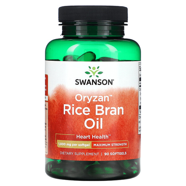 Масло рисовых отрубей Oryzan, максимальная сила, 1000 мг, 90 мягких таблеток Swanson