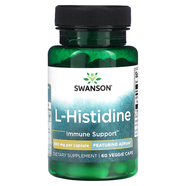 L-гистидин, 500 мг, 60 растительных капсул Swanson