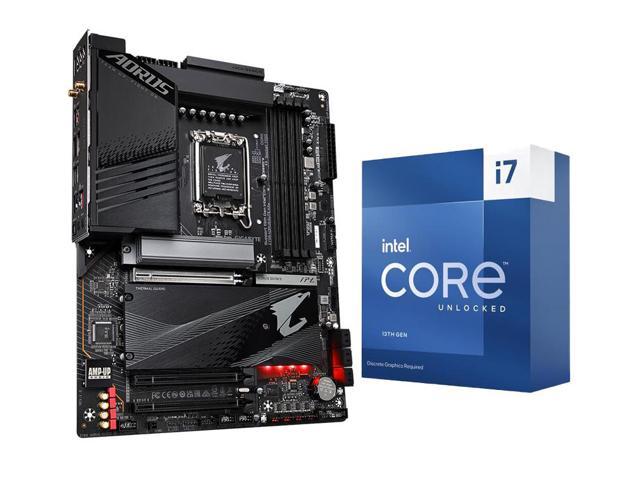 Intel Core i7-13700KF — 16-ядерный процессор Core i7 13-го поколения Raptor Lake (8P+8E) LGA 1700 125 Вт для настольных ПК и материнская плата GIGABYTE Z790 AORUS ELITE AX LGA 1700 Intel Z790 ATX с памятью DDR5 Intel