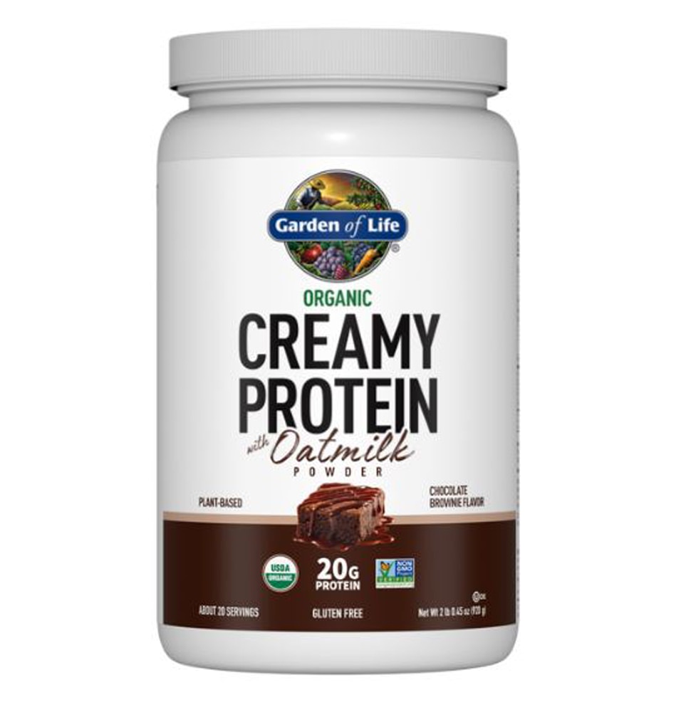 Organic Creamy Protein with Oatmilk Powder (Порошок) Chocolate Brownie -- 20 Serving (Порция) Garden of Life