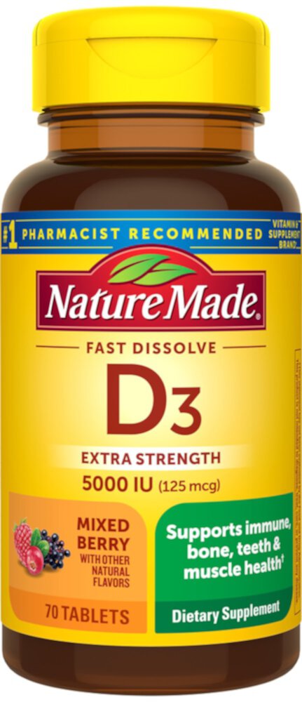 D3 Fast Dissolve Tablets (Таблетки) Mixed Berry -- 70 Tablets Nature Made