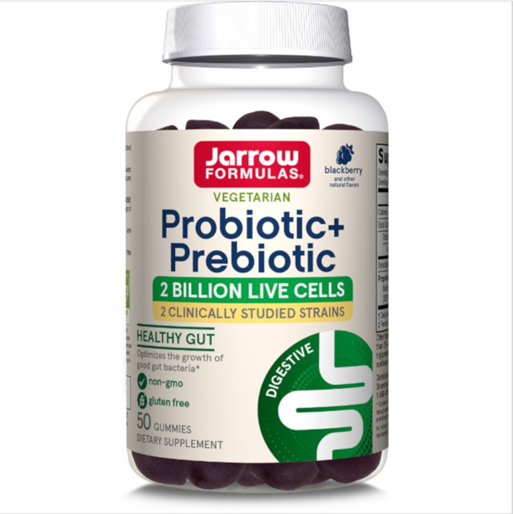 Vegetarian Probiotic+ Prebiotic Blackberry -- 50 Gummies (Жевательные конфеты) Jarrow Formulas