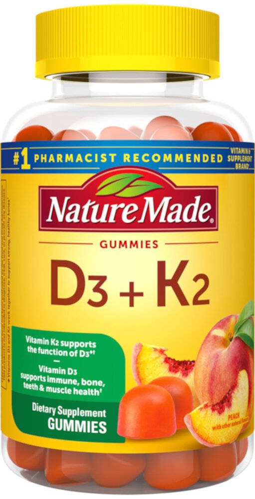 D3 + K2 Жевательные конфеты Персик -- 50 жевательных конфет Nature Made