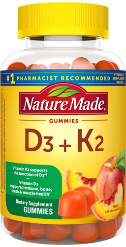 Жевательные витамины D3 + K2 со вкусом персика, 50 жевательных конфет Nature Made