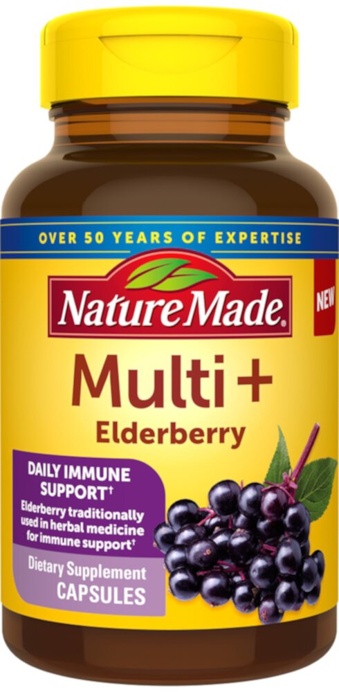 Мультивитамины Multi + Elderberry для женщин и мужчин, 60 капсул Nature Made
