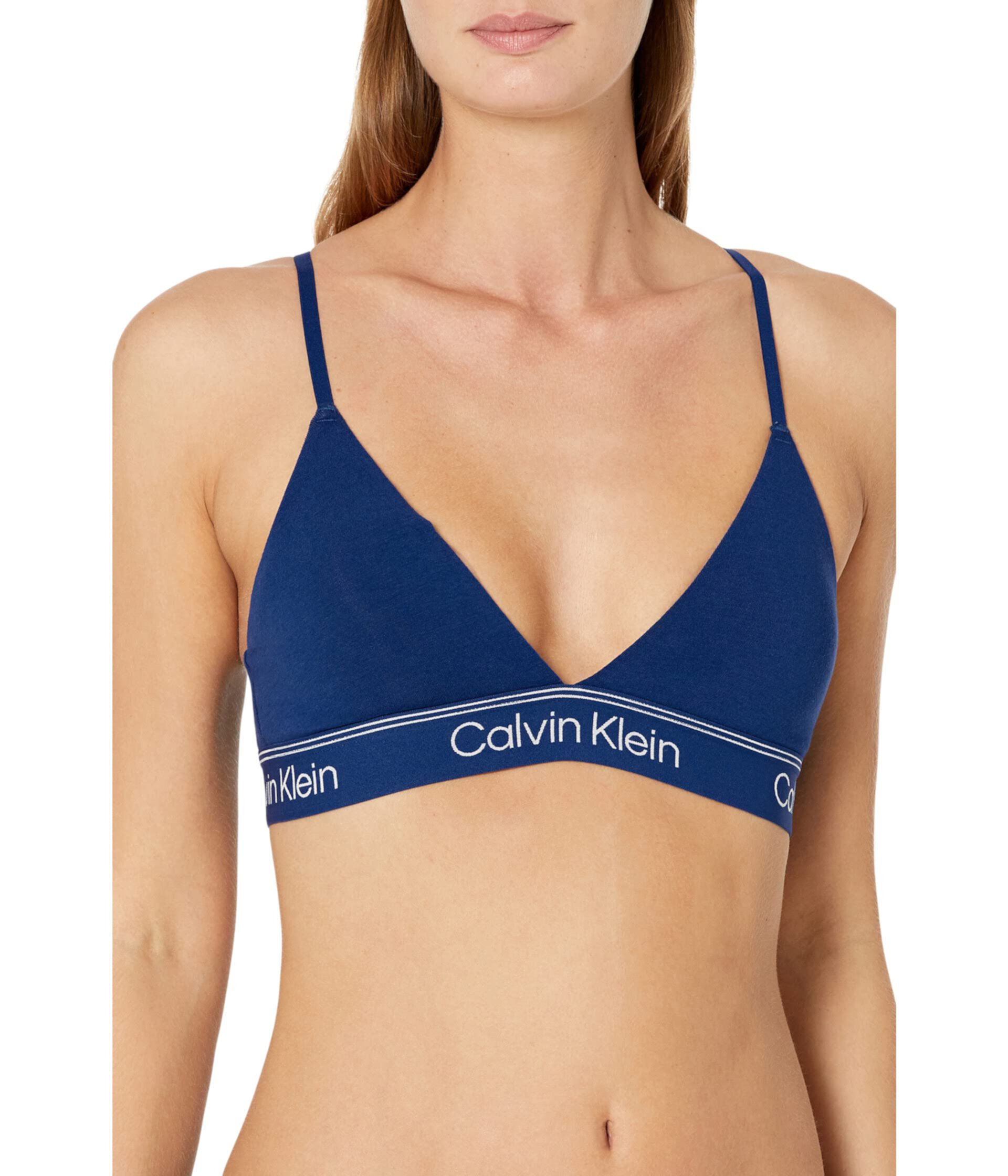 Бра-треугольник Calvin Klein Athletic с легкой подкладкой, 87% хлопка, регулируемые бретели, четырехсторонняя растяжка Calvin Klein