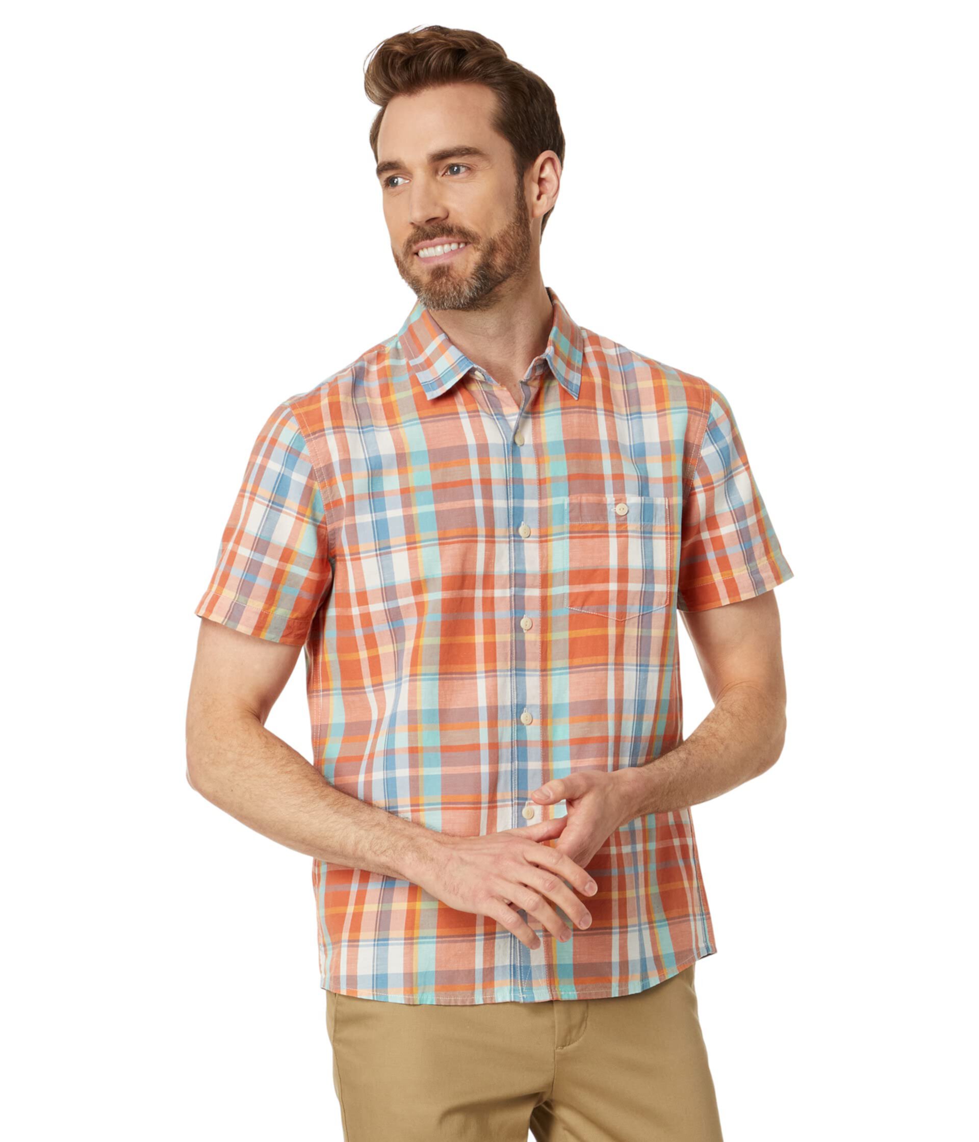 Фирменная летняя рубашка с коротким рукавом из смеси хлопка, обычный цвет L.L.Bean