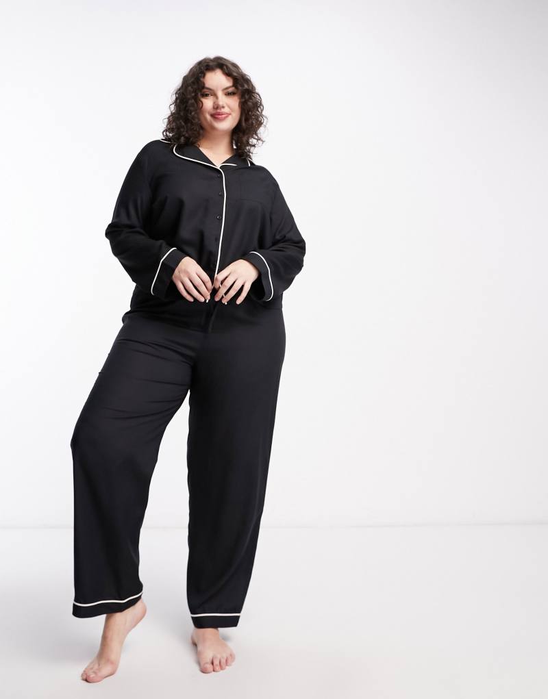 Женские Пижамы ASOS Curve Комплект с футболкой и штанами из модала черного цвета ASOS Curve