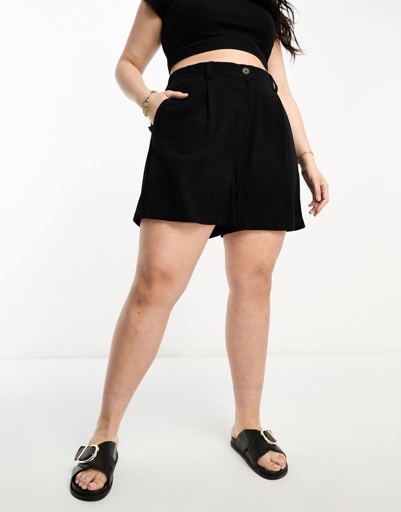 Черные льняные шорты ASOS Curve с высокой талией ASOS Curve