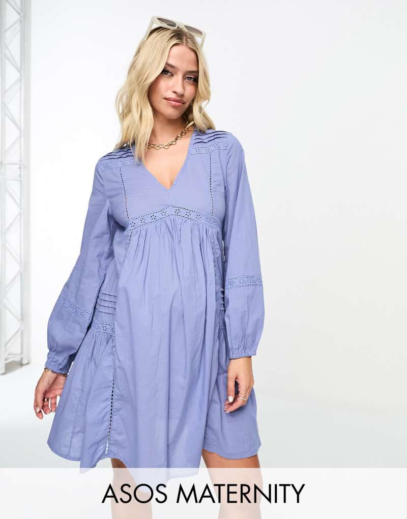 Женское Платье ASOS Maternity Мини с кружевными вставками в синем цвете ASOS Maternity