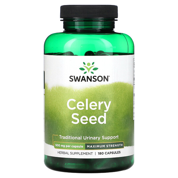 Семена сельдерея, максимальная сила, 500 мг, 180 капсул Swanson