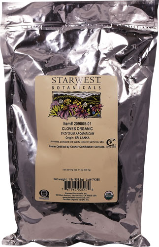 Organic Cloves Whole -- 1 lb Starwest Botanicals