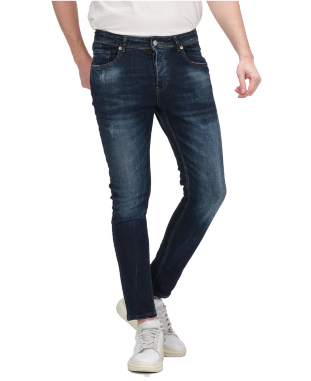 Мужские современные выцветшие джинсы скинни RON TOMSON
