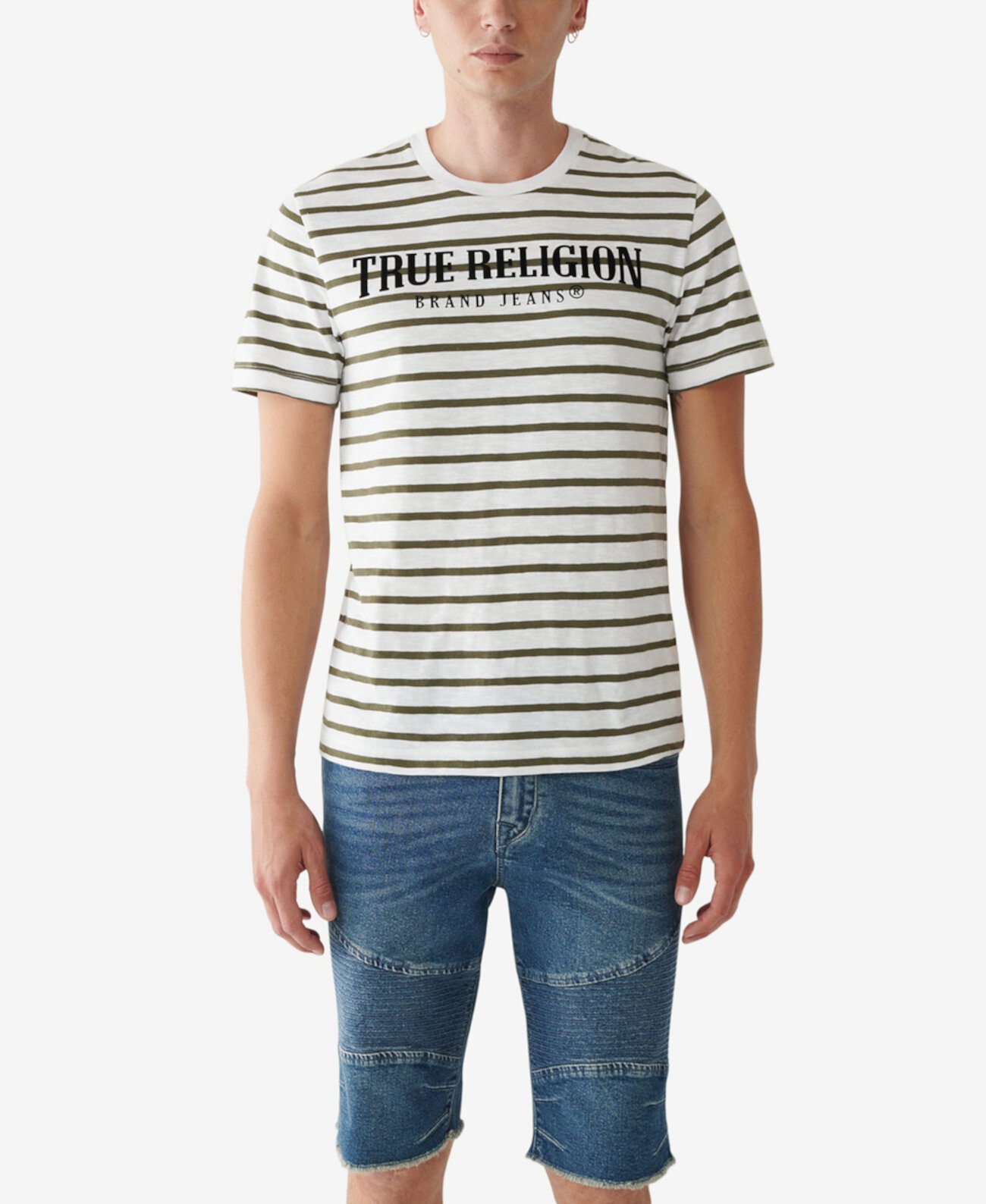 Мужская футболка в полоску с логотипом Arch и короткими рукавами True Religion