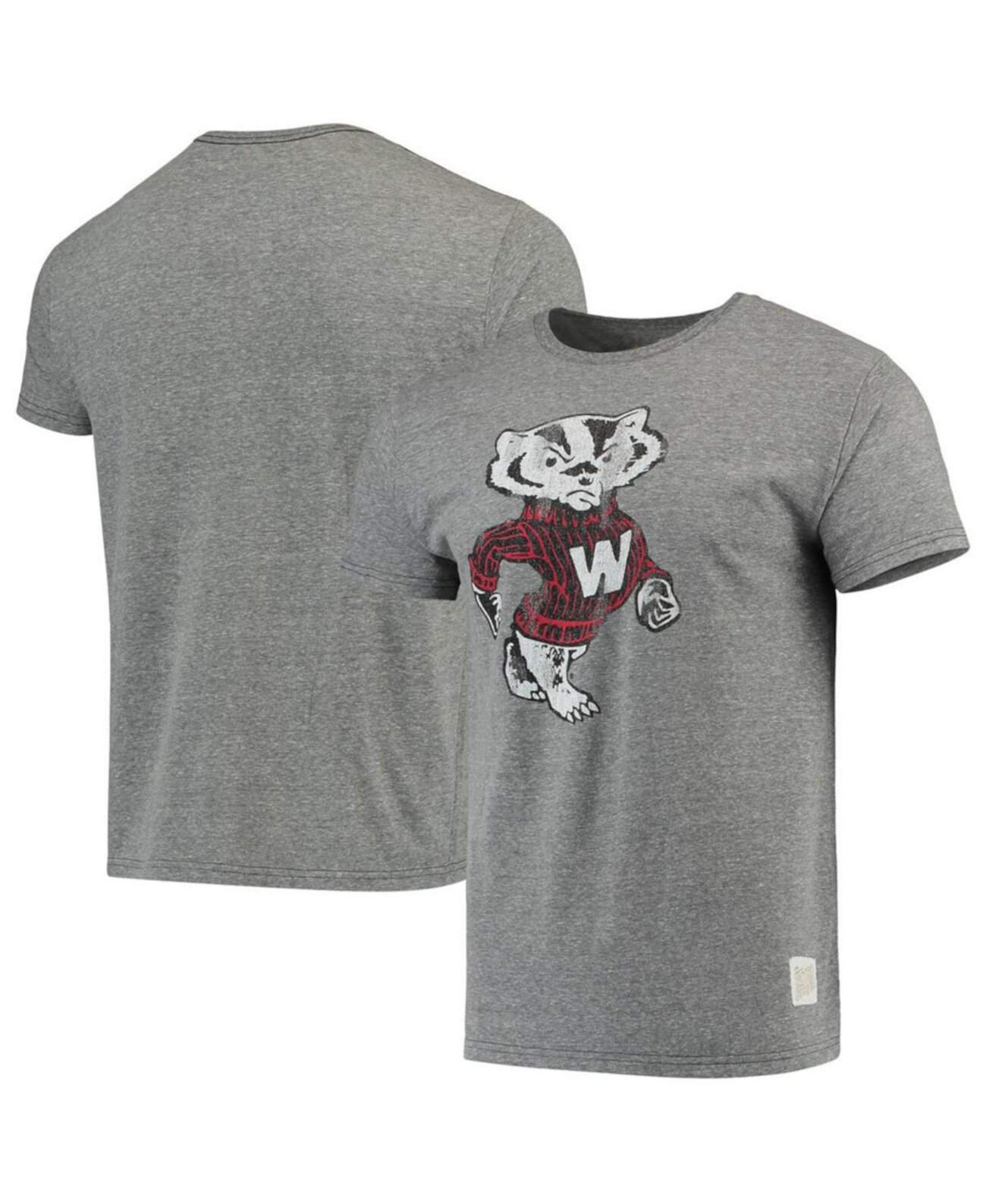 Мужская Джерси Original Retro Brand Трикомпонентная Футболка с Логотипом Wisconsin Badgers в Винтажном Стиле Original Retro Brand