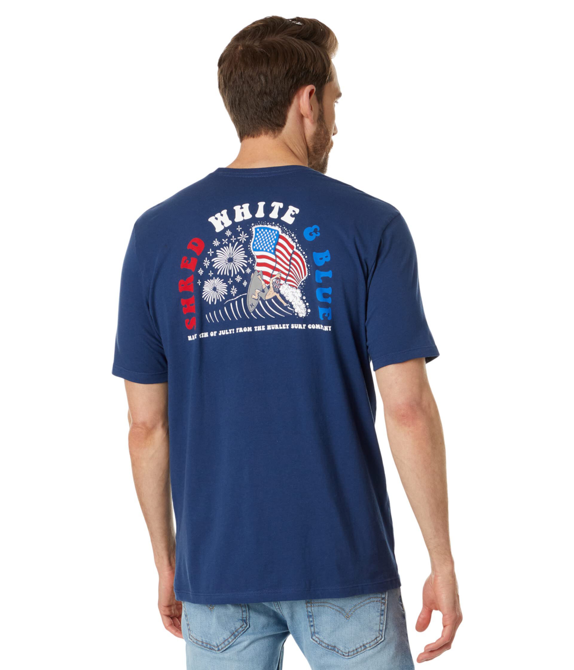 Бело-синяя футболка с коротким рукавом Shred Hurley