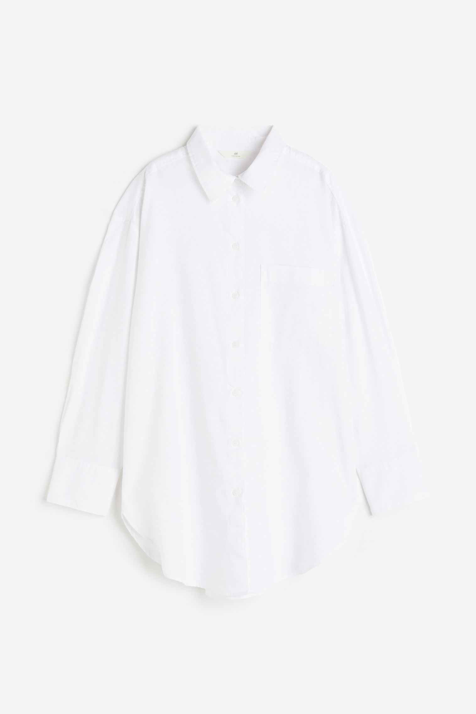 Женская Хлопковая Рубашка С Льном H&M H&M