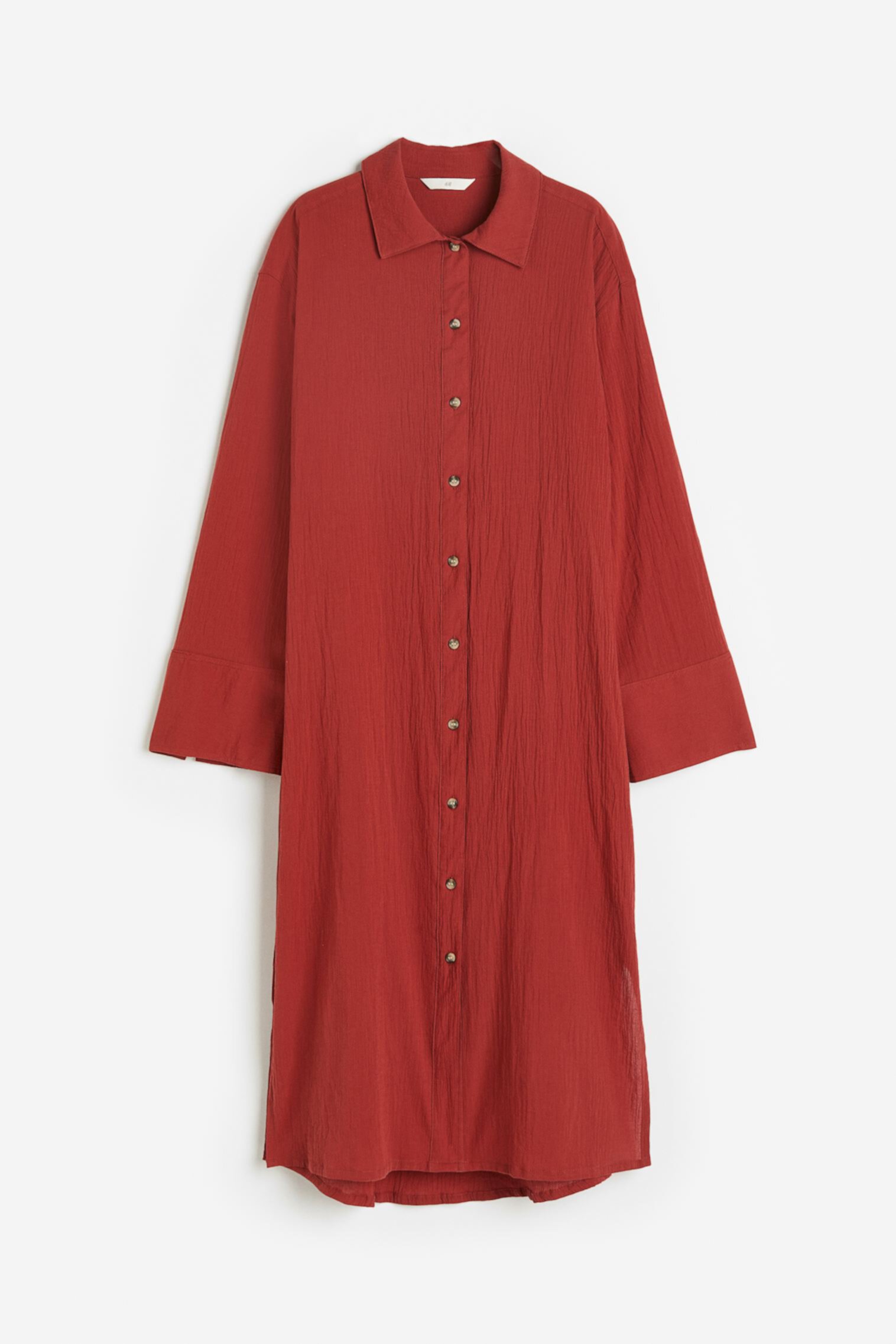 Женское Платье-Рубашка из Крепированного Хлопка H&M H&M