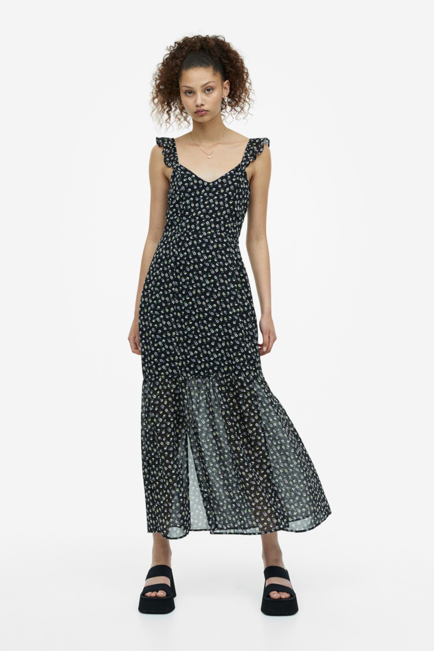 Шифоновое платье с открытой спиной H&M