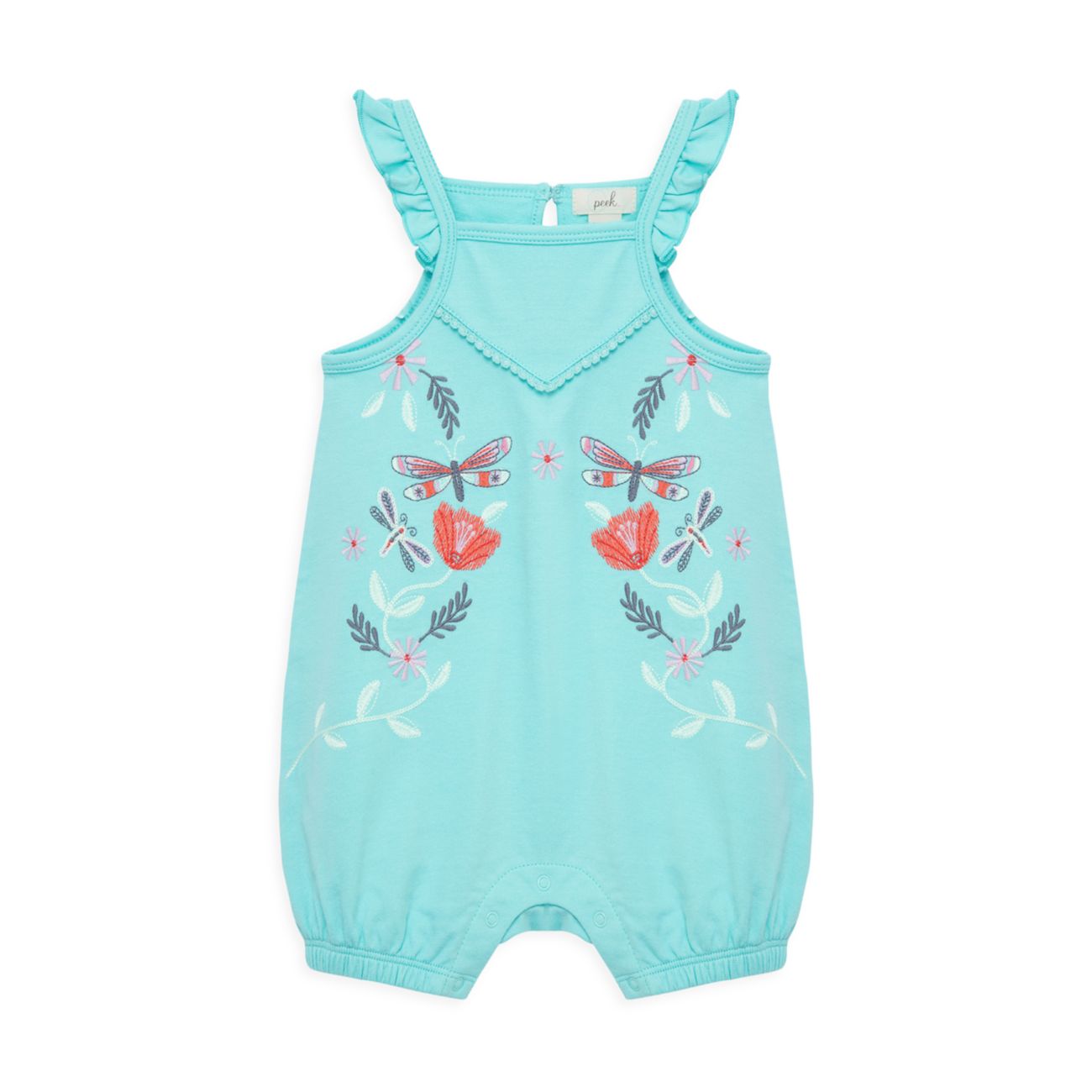 Baby Girl's Butterfly Embroidered Bubble Romper PEEK