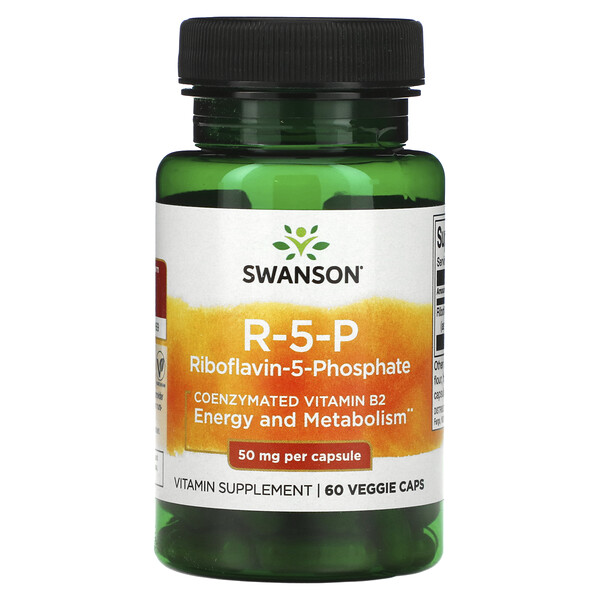 R-5-P, Рибофлавин-5-Фосфат - 50 мг - 60 растительных капсул - Swanson Swanson