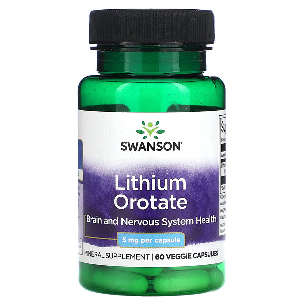 Lithium Orotate, 5 mg, 60 Veggie Capsules (Капсулы на растительной основе) Swanson