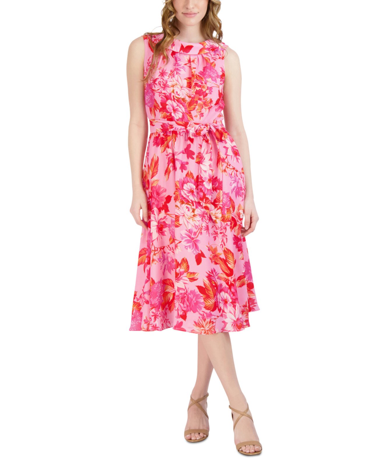 Женское платье с пышной юбкой и цветочным принтом Donna Ricco
