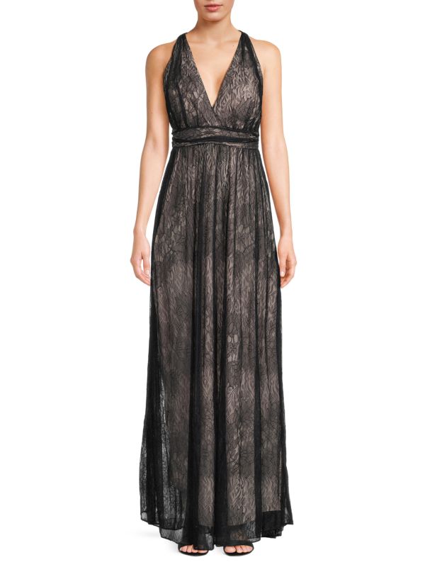 Кружевное платье с перекрестной спиной Donna Karan New York